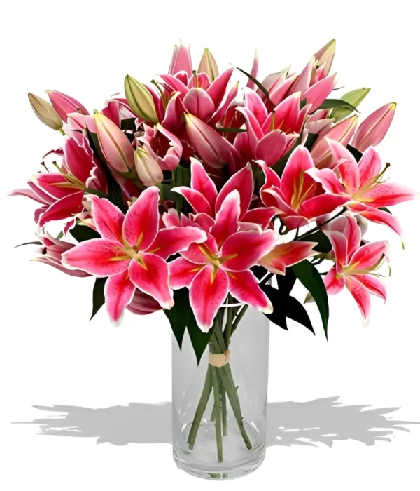 Bouquet de fleurs Lys Roses